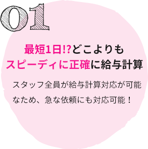 最短1日!?どこよりもスピーディに正確に給与計算